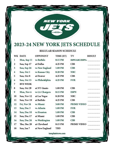 2008 new york jets schedule